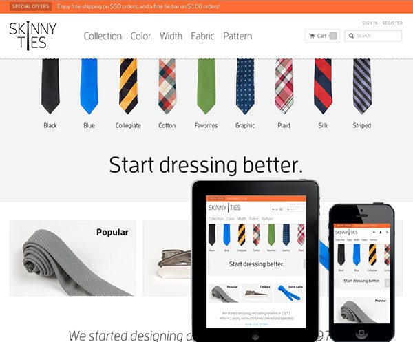 Responsive E-commerce Design Beautiful E-commerce web design that works on any device. Give your customers a modern shopping experience with our designs.